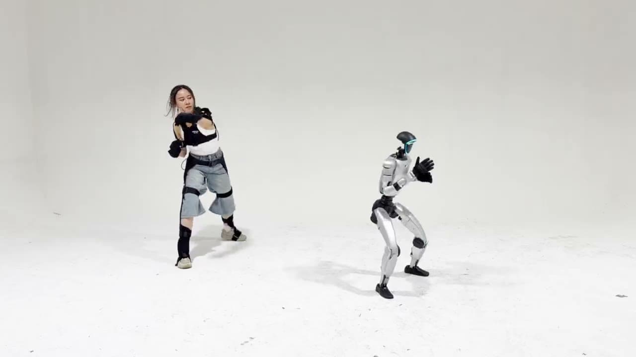 A humanoid combining a punch and a kick.