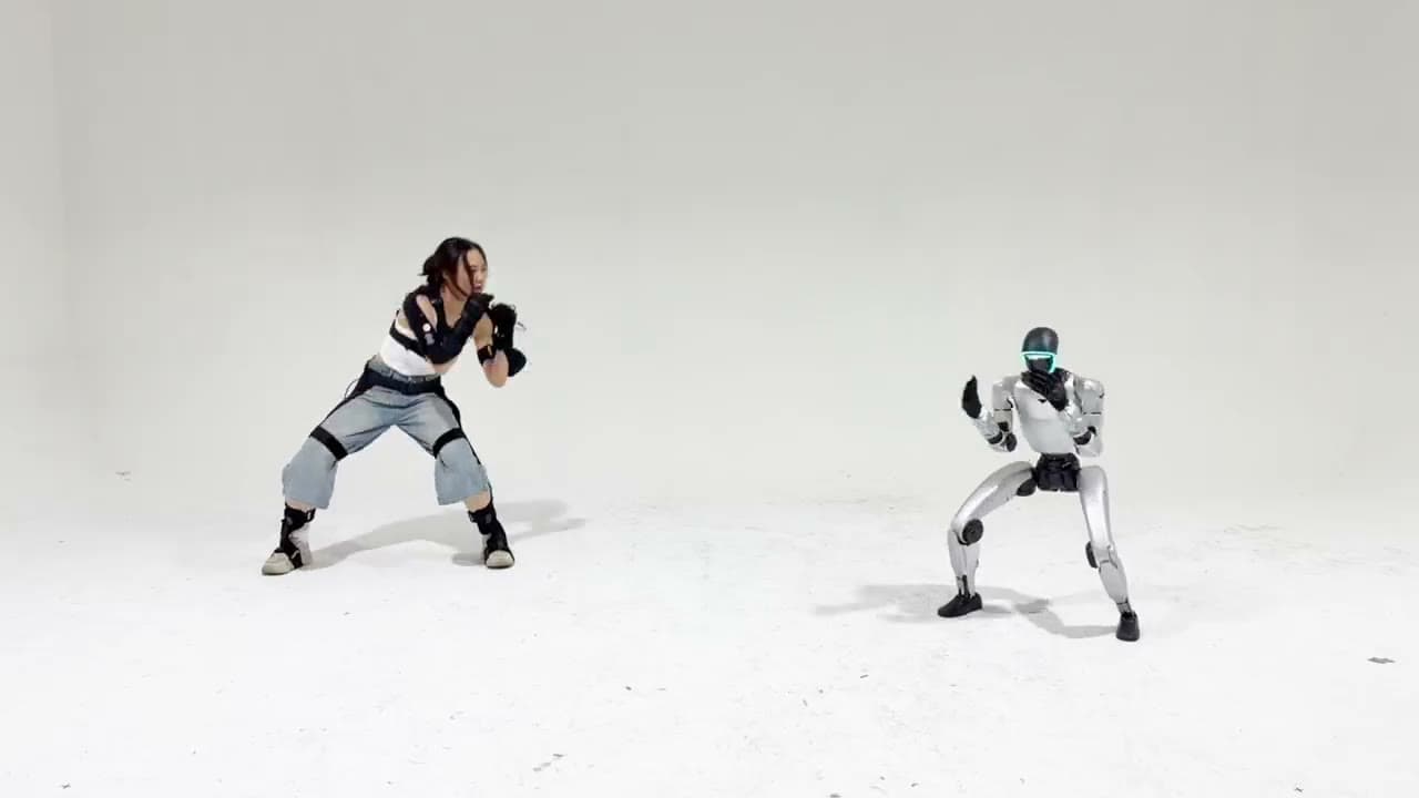 A humanoid slipping a punch.