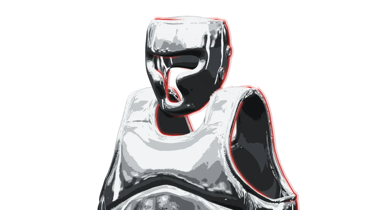 The sensor armour, in silver, cropped above the legs so the head, chest and abdomen fill the frame.